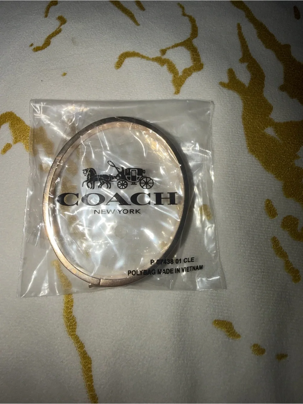 Coach Black and Gold Logo Bangle Bracelet